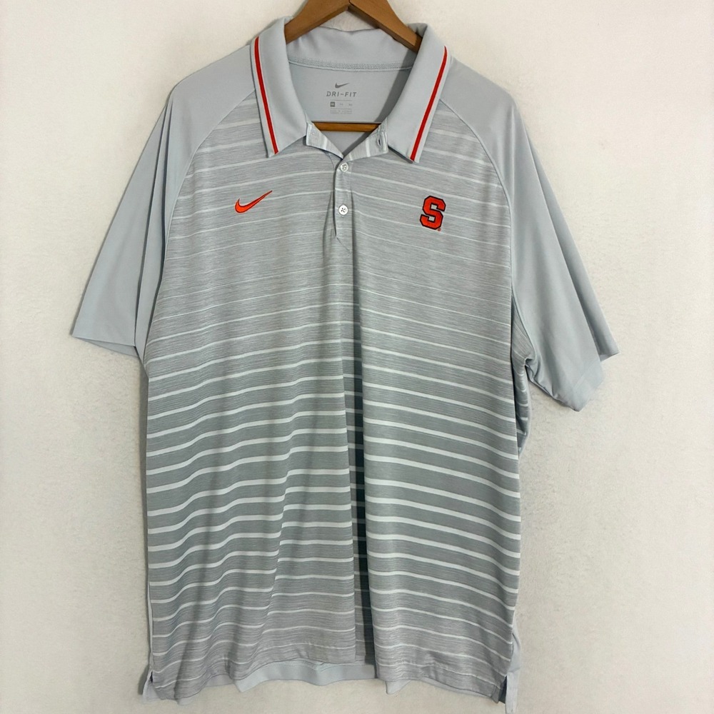Nike Syracuse University Victory Polo Shirt 3XL Dri Fit Performance Striped Logo